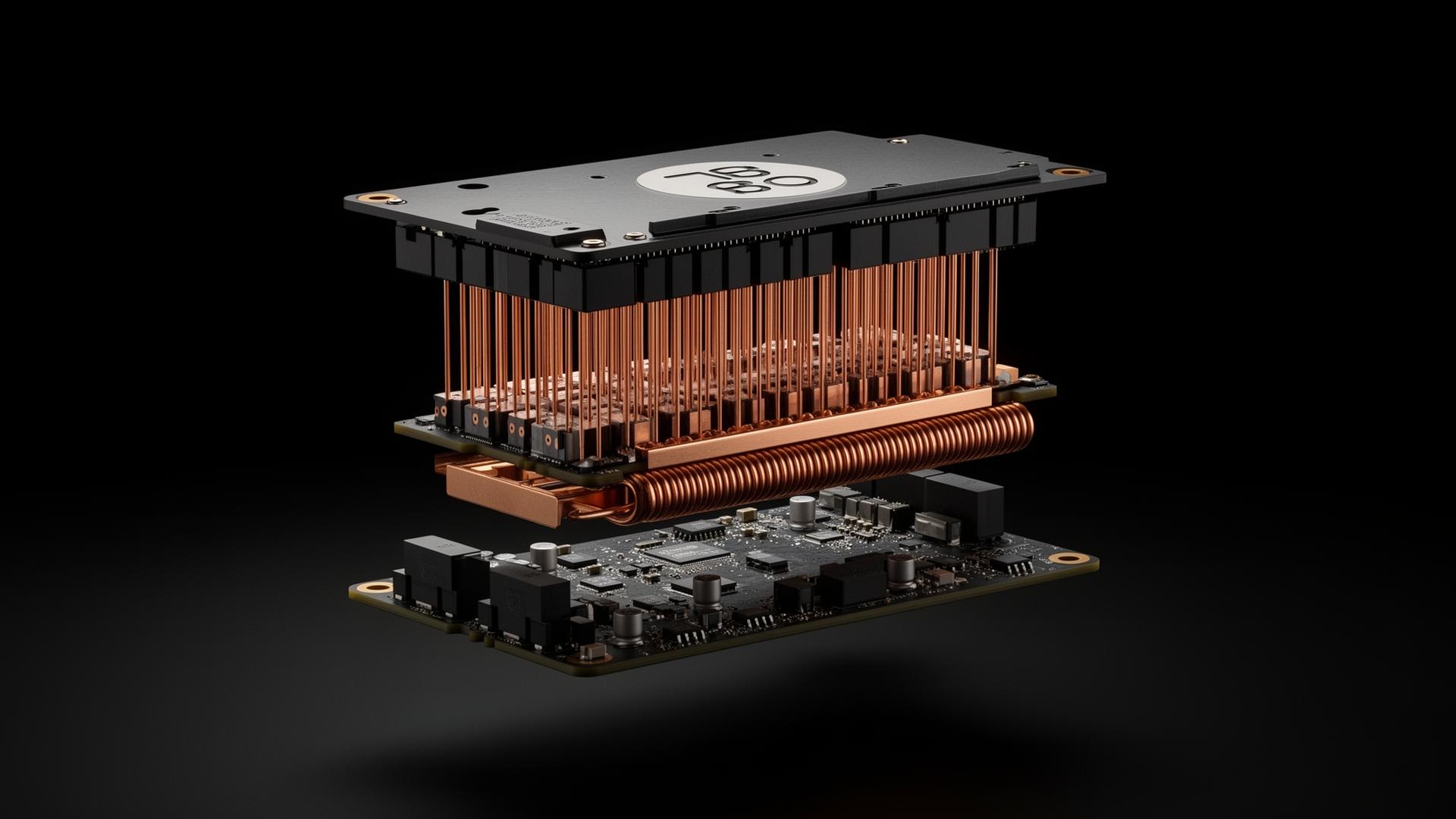 Compute module — mid layer lifted, power delivery exposed